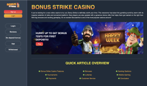 Image of Bonus Strike Casino Website