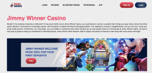Image of Jimmy Winner Casino website