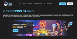 Image of Orion Spins Casino Website